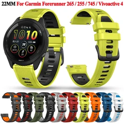 22mm Silicone Sport Official Straps For Garmin Forerunner 265 Bracelet Forerunner 745 965 255 Music/Vivoactive 4/VENU 2/3 Bands