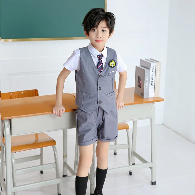 Summer British navy school uniform set, primary school performance uniform, choir dress, children's graduation class uniform,