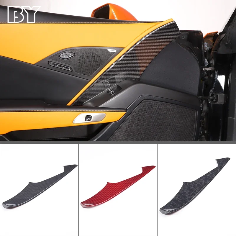 

1Pcs Real Carbon Fiber Main Driver Side Interior Door Panel Trim Cover Inner Sticker For Chevrolet Corvette C7 14-19 Accessories