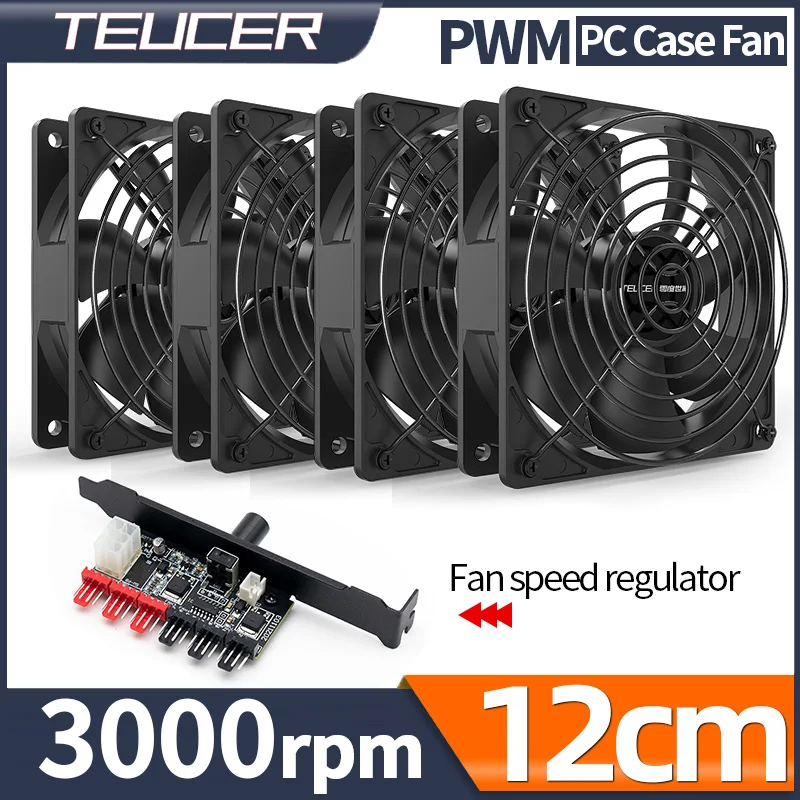 Teucer-Ventilateur de boîtier PC pliable, machine minière, poste de travail, système de serveur de refroidissement avec contrôleur, grand volume d'air à grande vitesse, 3000