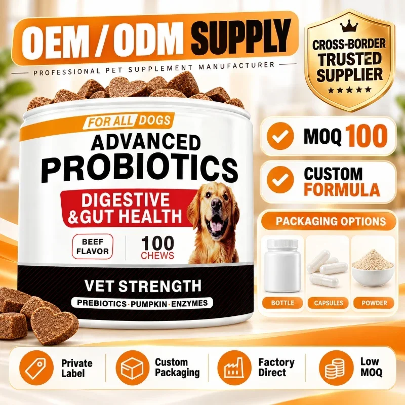 Advanced Probiotic Soft Chews for Dogs with Prebiotics Pumpkin Digestive Enzymes Beef Flavor 100 Chews 5