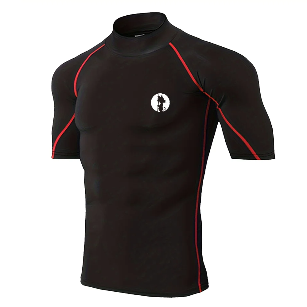 ジム薄型トレーニング速乾性 Tシャツメンズタートルネックタイトスポーツウェアトップスランニングとサイクリングコンプレッションスーツ S-3XL