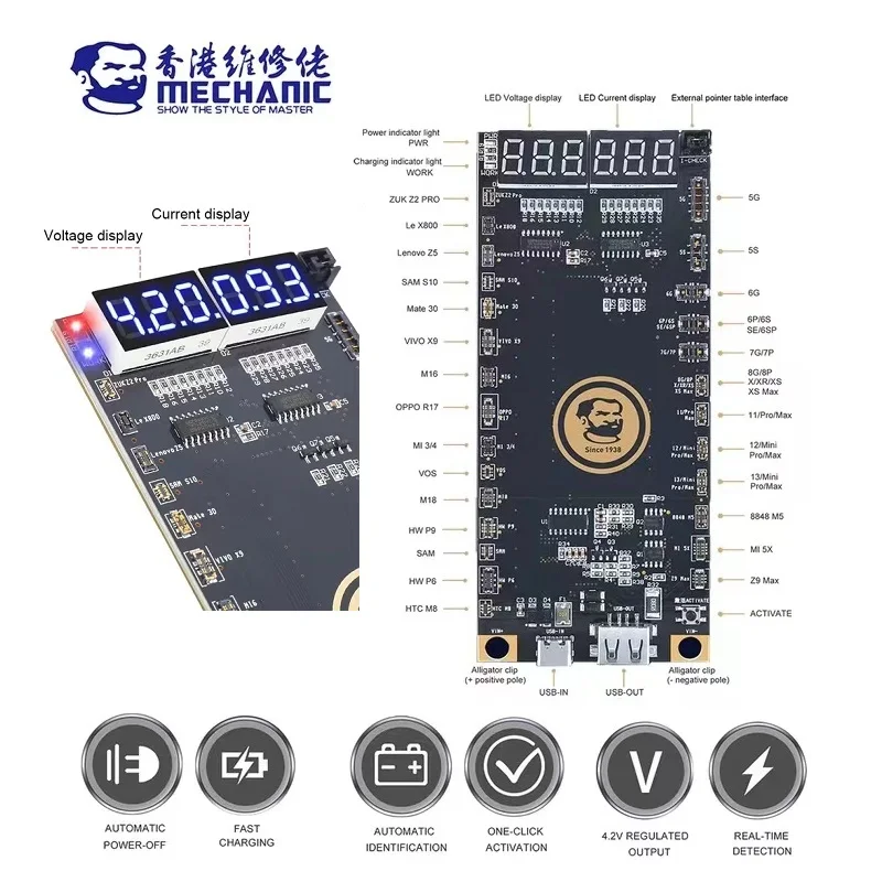 MECHANIC BA27 Battery Activation Board Chip Panel Detection Fast Charging For iPhone 5G 6 To13 Phone Android iOS Circuit Test