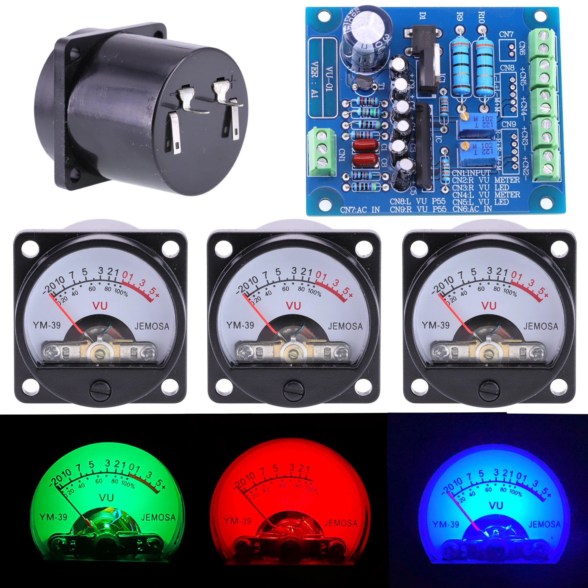 35Mm Panel Vu Meter 500VU Met Groene Achtergrondverlichting Geluidsdruk Meter + Vu Level Audio Meter Driver Board Dc/Ac 6-12V Input