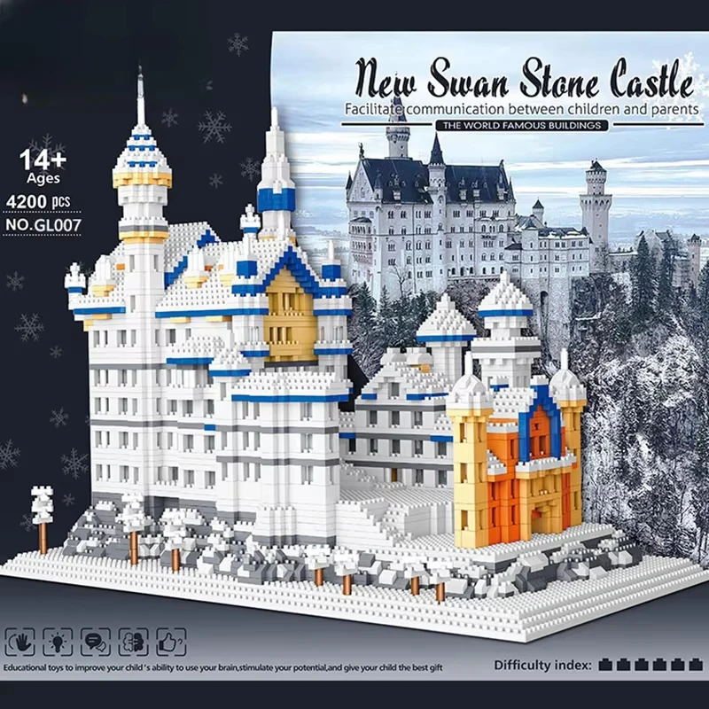 4200 ชิ้นเพชรหิมะ Swan Creative Castle Mini Building Blocks ชุด - ตกแต่งโต๊ะ Micro อิฐของเล่นสําหรับของขวัญเด็ก