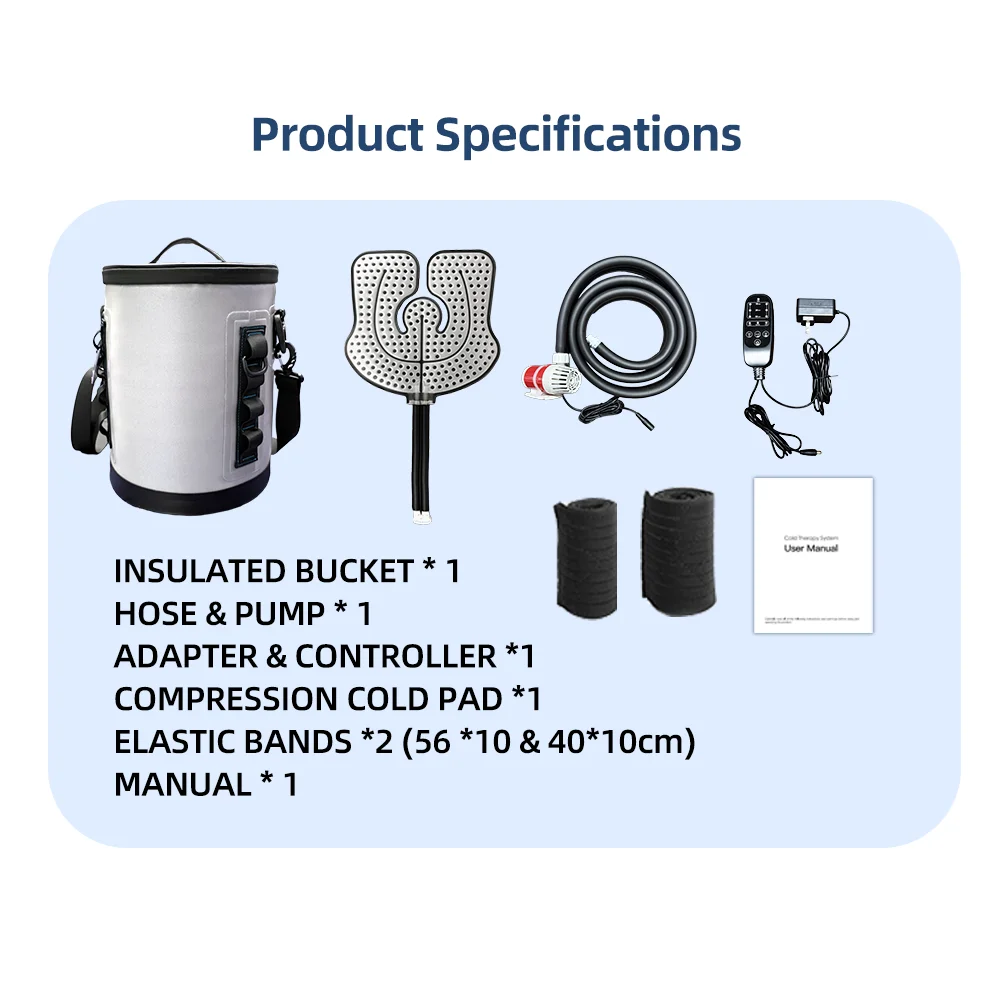 เครื่องบำบัดด้วยน้ำแข็งแบบพกพาพร้อมรีโมทคอนโทรลและอุปกรณ์พยุงเข่าแบบปรับได้สำหรับการฟื้นฟูหลังการผ่าตัดและกีฬา