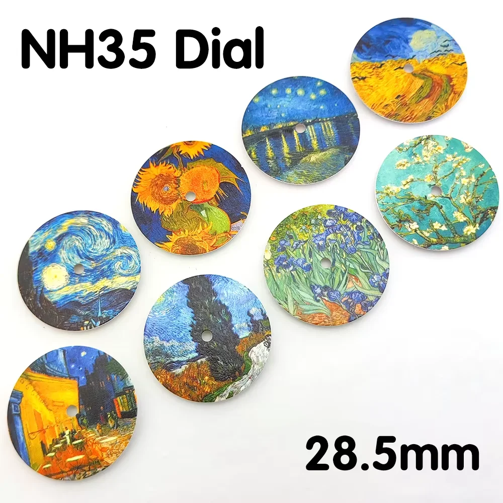 

NH35 Dial World Famous Paintings Van Gogh Works Replica Dial Fits NH35/NH36 Movement Watch Accessories Dial 28.5mm Watch Dials