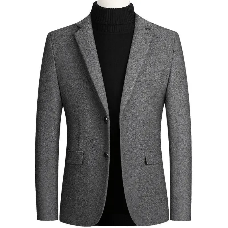 BROWON Brand Business Casual Wool Blazer Men 2024 Autumn and Winter New Solid Men Blazer Regular Fit Long Sleeve Blazers for Men