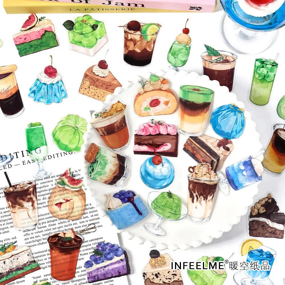 20 Pcs Food Drink Dessert Ice Cream Sticker Set DIY Craft Label For Scrapbooking Journaling Collage Card Making Kids Adults Gift