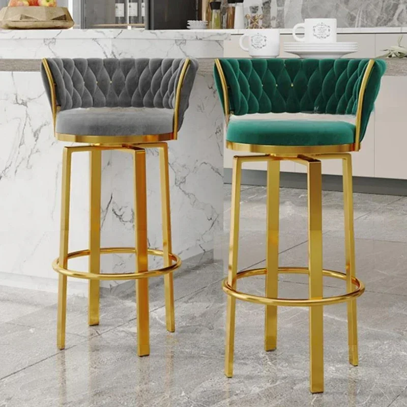 

Luxury Cafe Backrest Bar Chair Designer Chairs Breakfast Height Kitchen Stool Adjustable Make Up Stools Design Antique Furniture