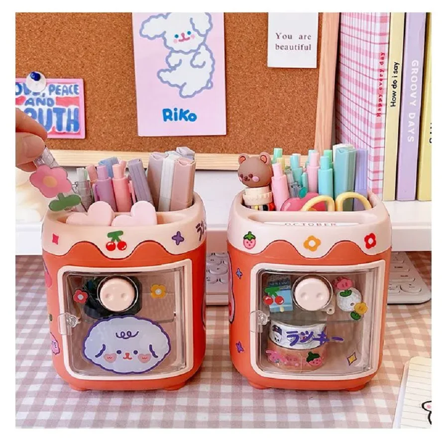 Creative Pen Holder Cartoon Cute Multi grid Pig Pen Holder Student Office Stationery Pig Nose Pen Holder Drawer Pen Holder