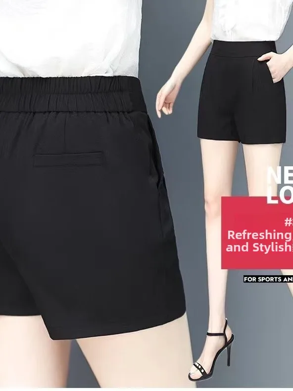 

Casual Wide Leg Suit Pants Women's Shorts Summer New Korean Style Elastic Waist Fashionable Casual Outerwear Suit Pants
