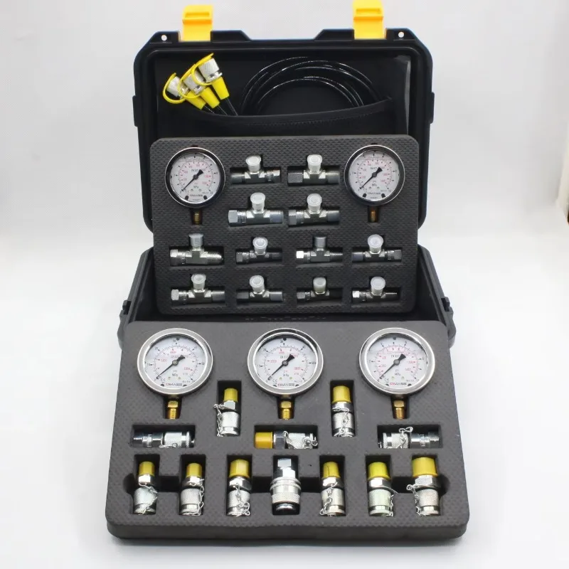 Hydraulic Pressure Test Kit with 5 Gauges 5 Test Hoses 13 Couplings and 14 Tee Connectors Pressure Gauge Kit Test Kit