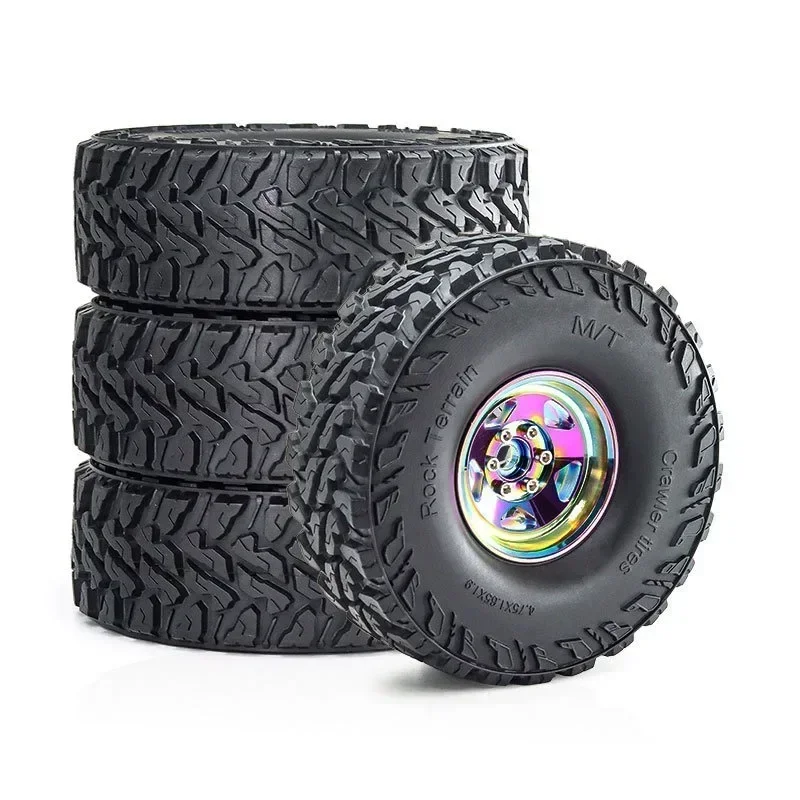 

4 шт., 120 мм, 1,9 дюйма, металлический обод колеса с бисером, набор резиновых шин для 1/10 RC гусеничного автомобиля Trxs TRX4 RC4WD D90 D110 Axial SCX10 MST