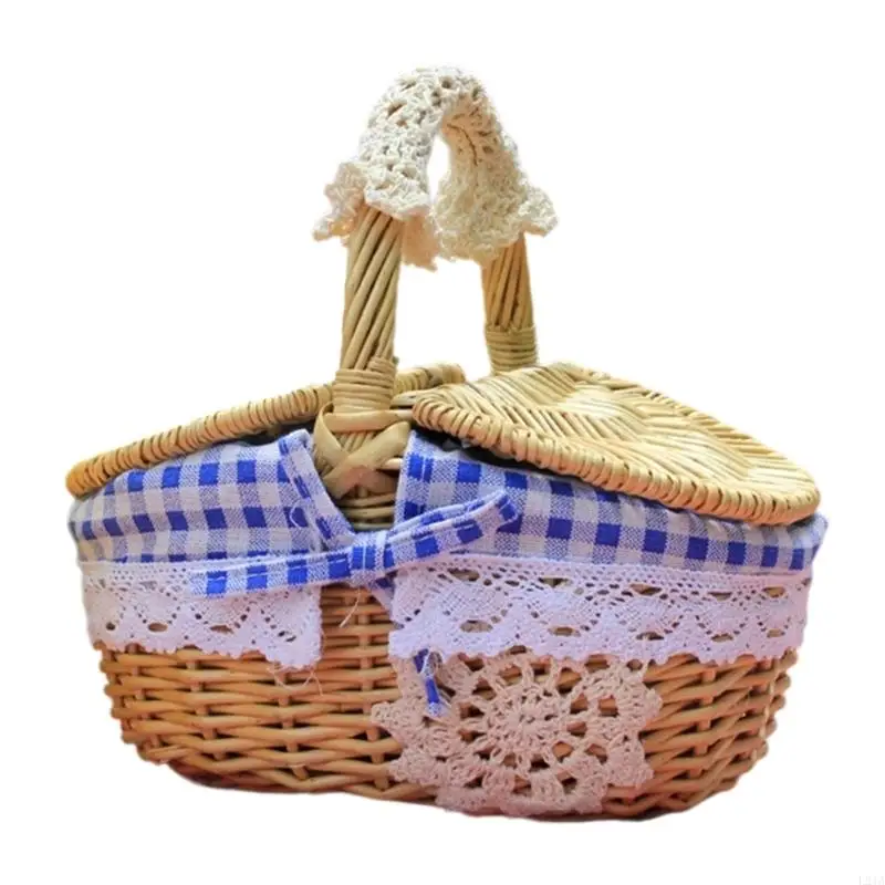2025 Baru Handwoven Willow Storage Basket Ramah Pengguna Membalik Desain Top Portabel Penyelenggara Untuk Aktivitas Luar Ruang