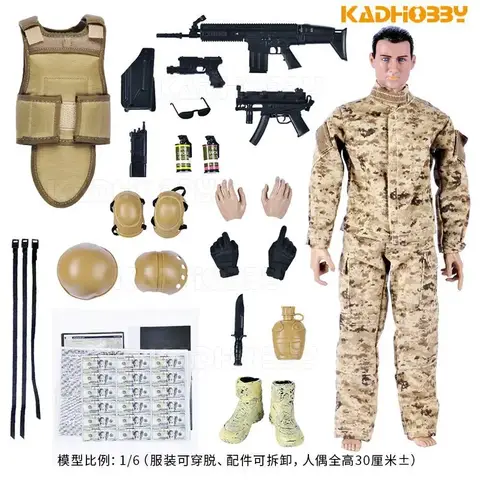 1/6 Action Figure Military Army 30cm Combat Swat Police Soldier With Gun Forces Model Toys