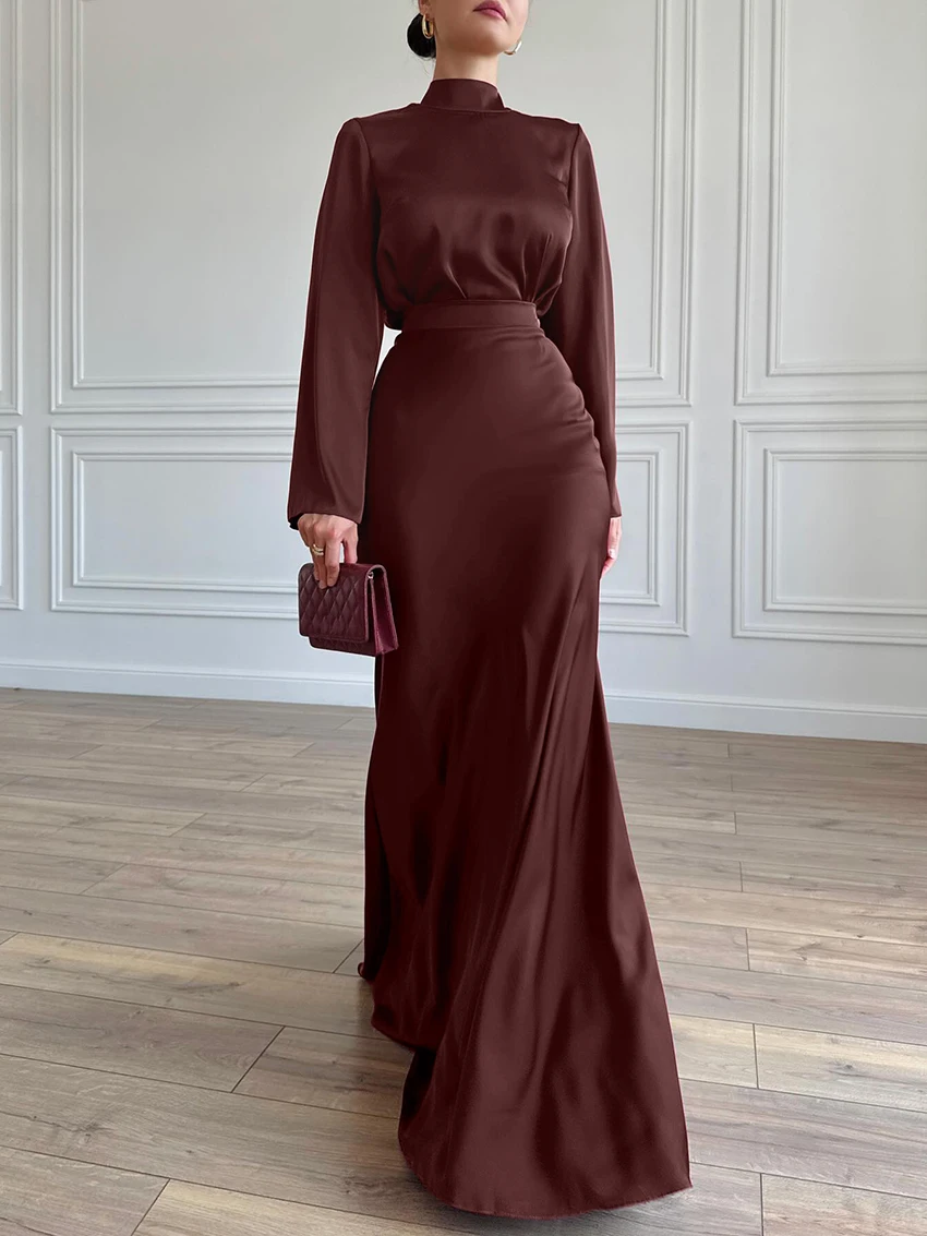 

Mathaqiqi Winter Women Sleepwear Set Long Sleeve Nightgowns Turtleneck Nightwear Long Skirts Fashion Ladies Pajamas 2 Piece Suit