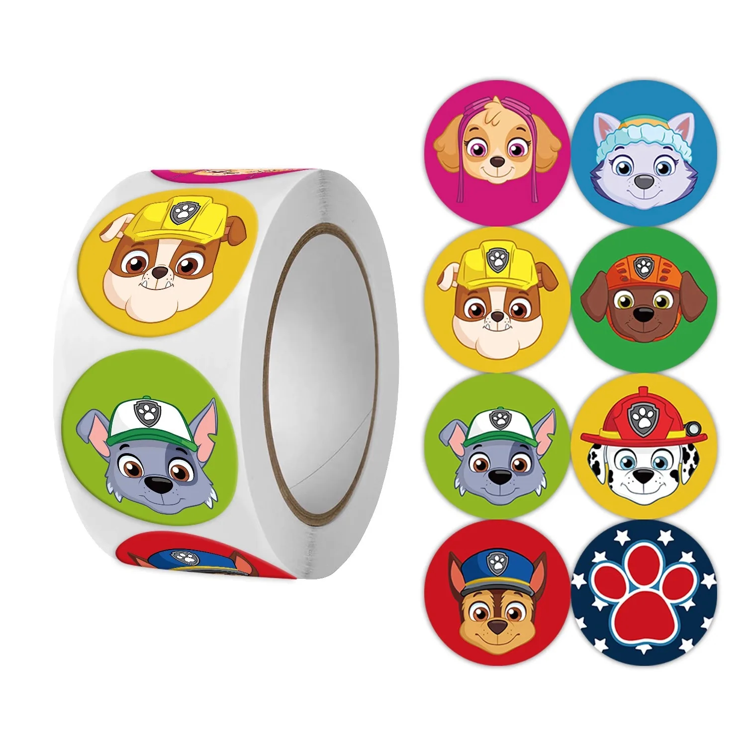 500 teile/los Paw Patrol Aufkleber Rolling Tier Rolle Aufkleber Kleine Nette Spiel Aufkleber DIY Geschenk Abdichtung Label Dekoration Kreative