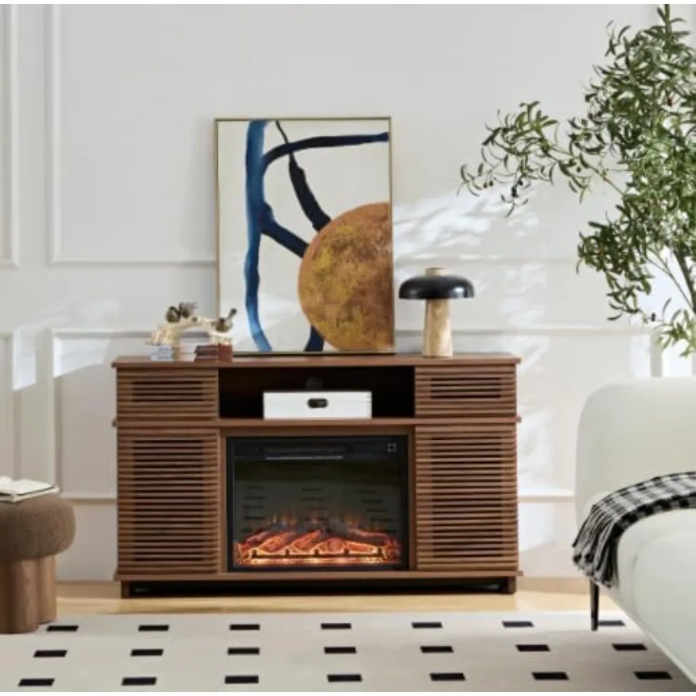 

FireplaceTVcabinet,52inchTVstand,LEDentertainment center with remote control electricfireplace heater,adjustable storage cabinet