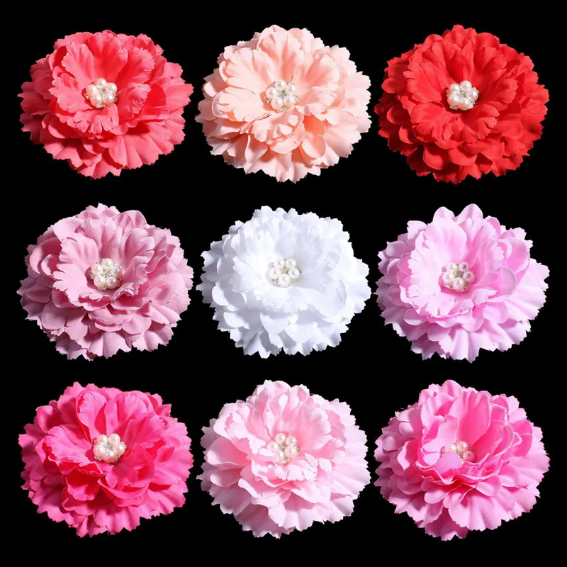 

20pcs/lot 11CM 20 Colors Newborn DIY Chic Shabby Artificial Shaped Fabric Hair Flowers With Decorative Buttons For Kids Headband