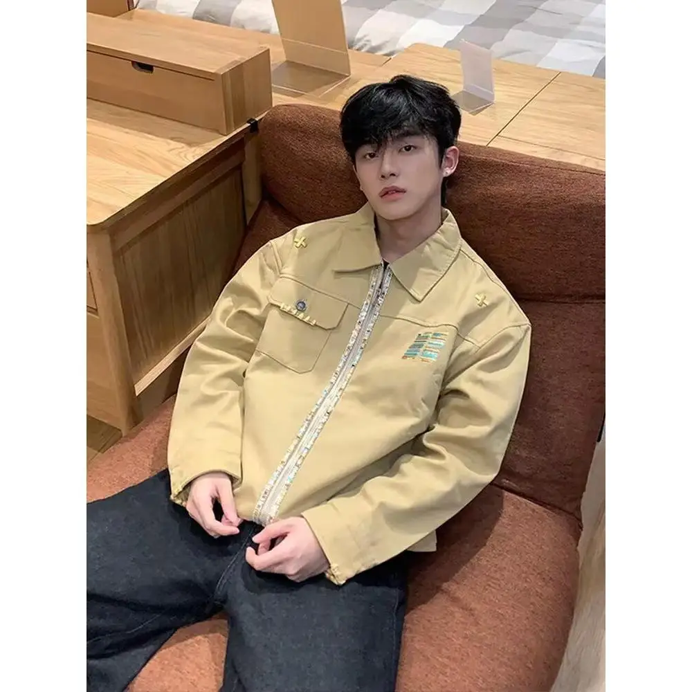 

Американский джет с вышитыми лацканами в стиле ретро, женский свободный дизайн, весенняя новая рабочая одежда для пар, молодежный тренд