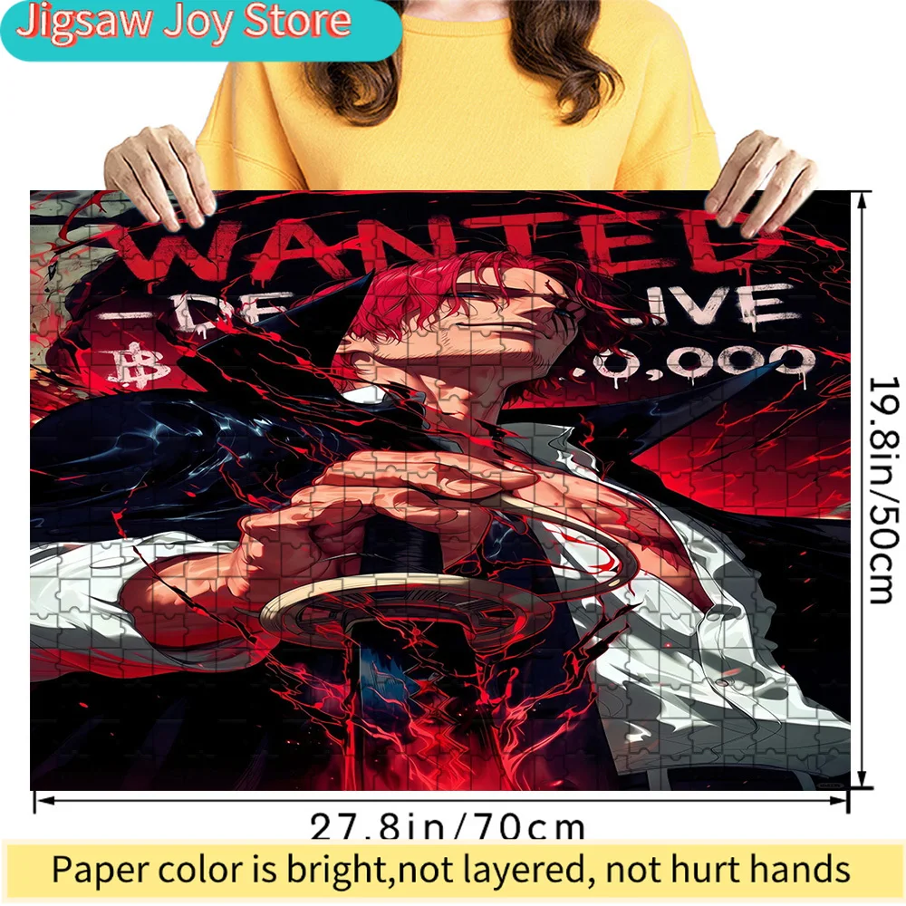 

Премиум-пазл из бумаги: Шанкс с красной аурой Хаки и фоном с плакатом о розыске, аниме-арт, высококачественный картон, PU-покрытие