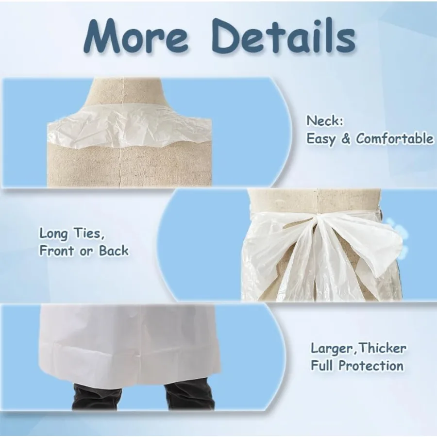 Grembiuli monouso con copertura completa del corpo realizzati in materiale plastico poli ideali per uso adulto in vari scenari come dipinto pi