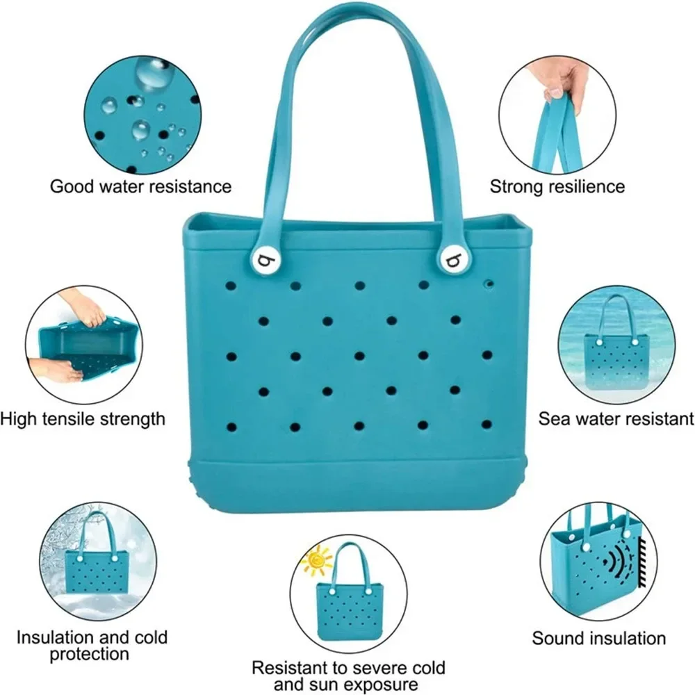 EVA Beach Bag Women Shoulder Handbag Fashion Waterproof Summer Storage Basket Mini Kid Shopping Shoulder Bag Toy Storage