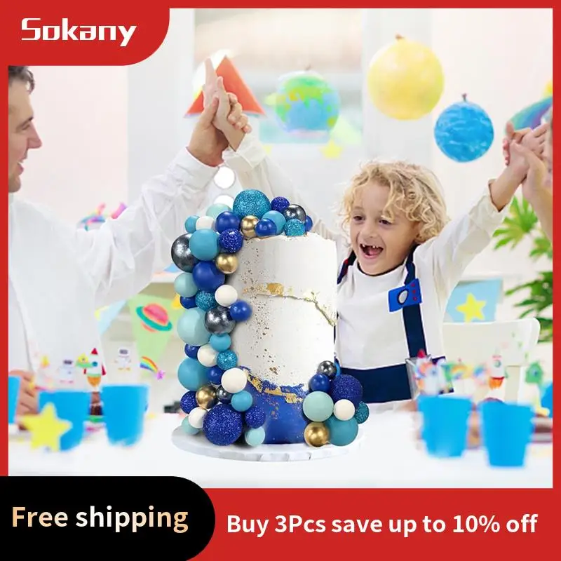 A59E-56 قطعة كعكة الكرة يختار الكرة على شكل كعكة توبر كرات اللؤلؤ كب كيك كعكة إدراج توبر لعيد ميلاد حفل زفاف