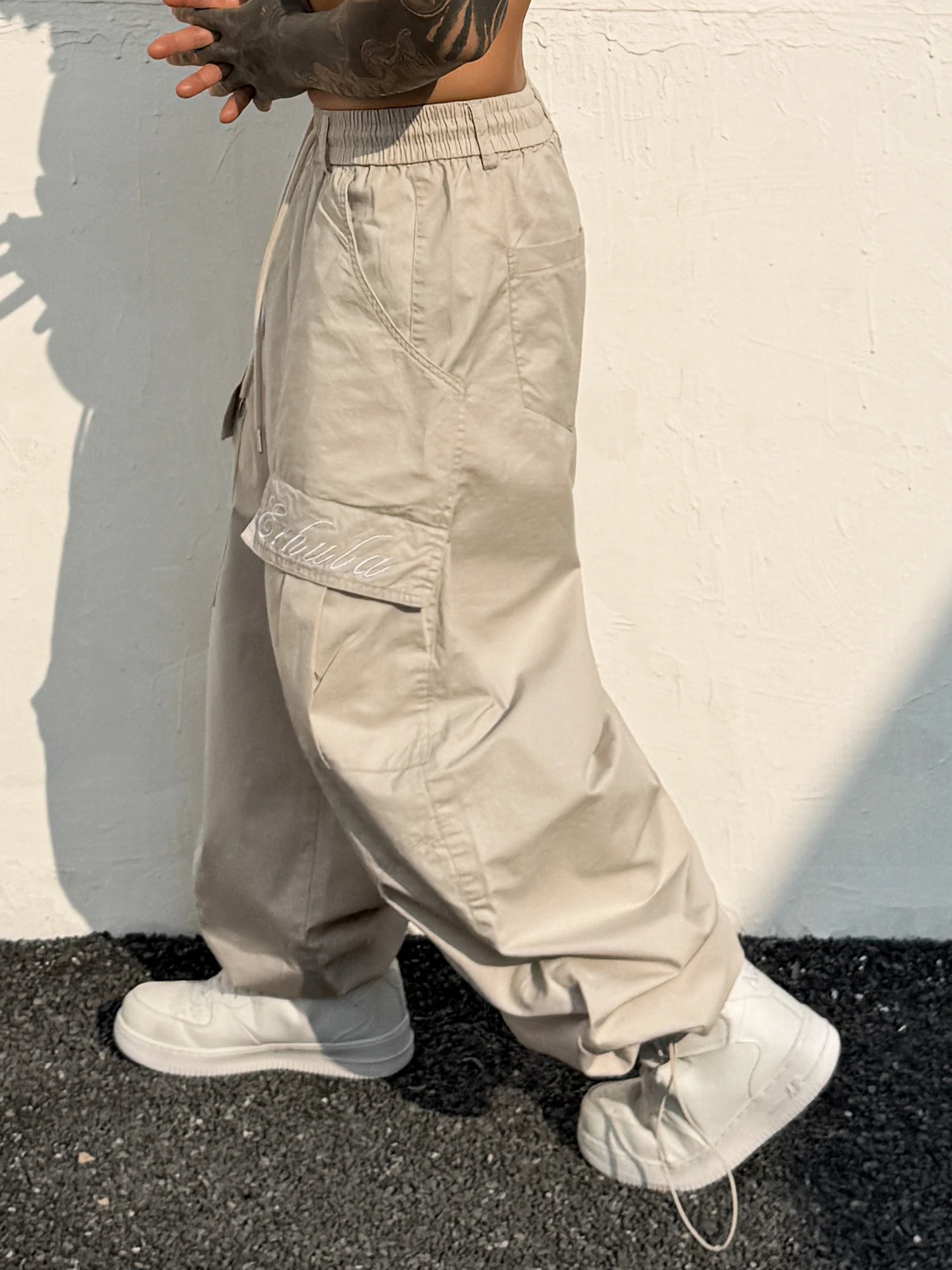 

Trendy Artistic Men's Loose Straight Leg Casual Pants Spring 2026 Multi-ket Cuffed Drapey Long Trousers Street Sle