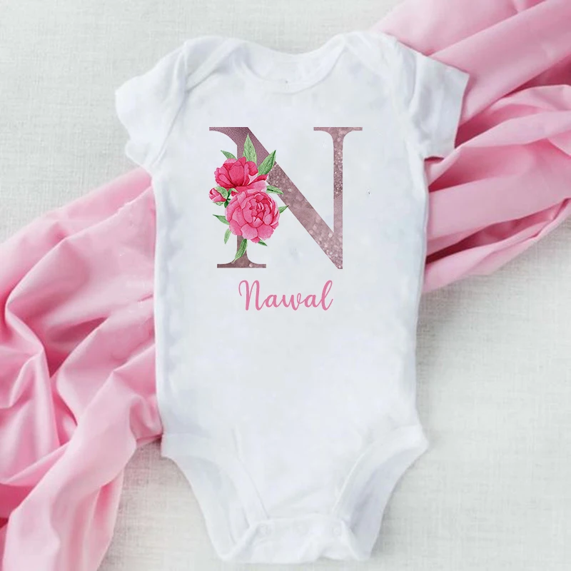 Mono personalizado con nombre de bebé, pelele con nombre de bebé para niña, regalo de Baby Shower para niña, traje bonito, ropa con inicial para niña