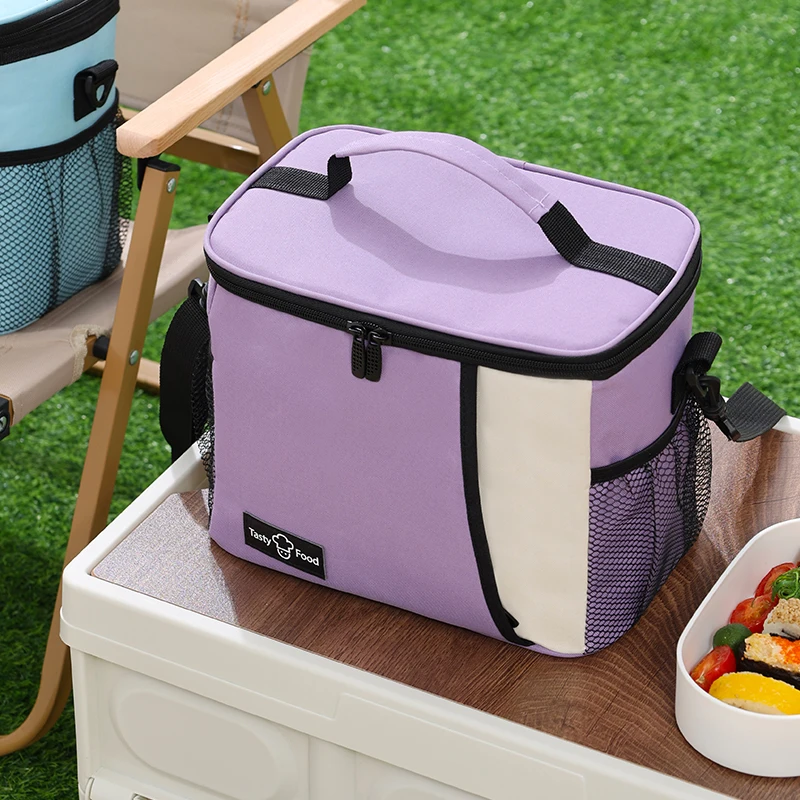 Portable Lunch Bag Food Thermal Box Durable Waterproof Office Cooler Lunchbox with Shoulder Strap Picnic Bag for Couples Unisex