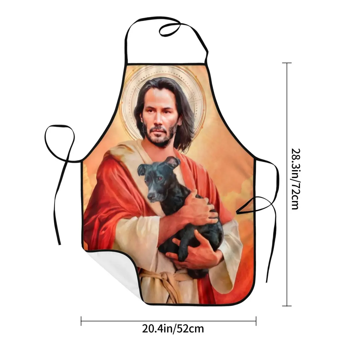 Custom Unisex Jesus Saint Meme Keanu Reeves Bib Apron Adult Women Men Chef Tablier Cuisine for Kitchen Cooking Baking