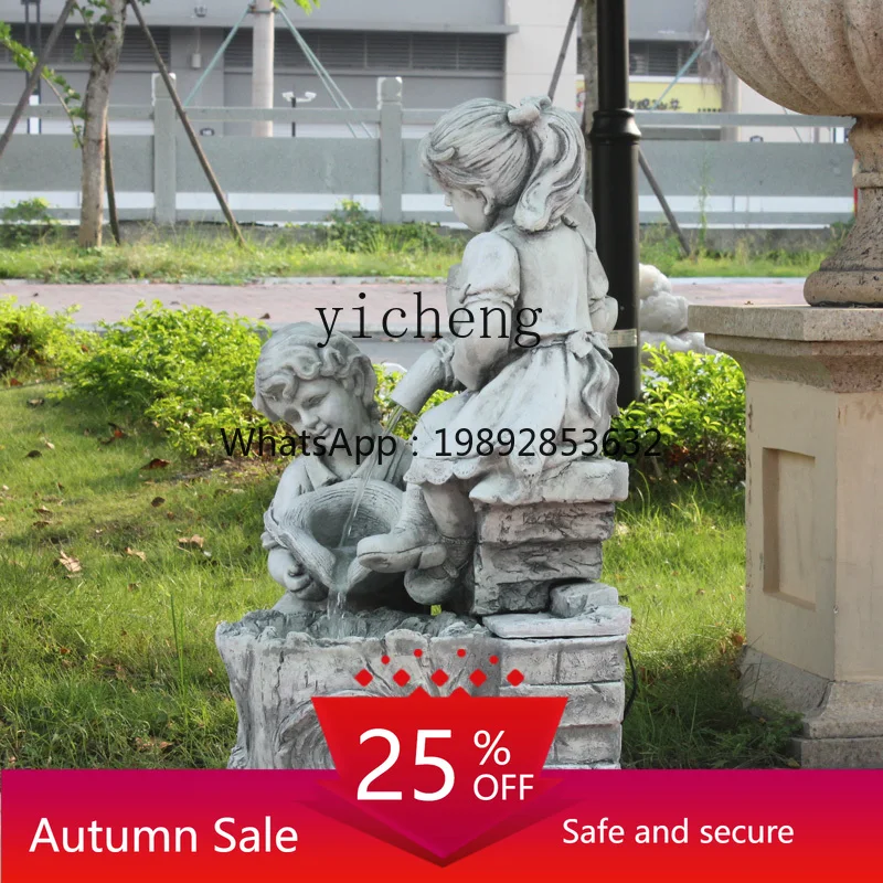 

Outdoor floor standing water scenery sculpture rockery flowing garden balcony outdoor character fountain courtyard decoration