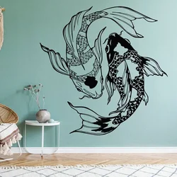 Koi Fish Wall Decals Vinyl Interior Home Decor for Living Room Bedroom Bathroom Housewarming Gift Wall Sticker Wallpaper 3D08