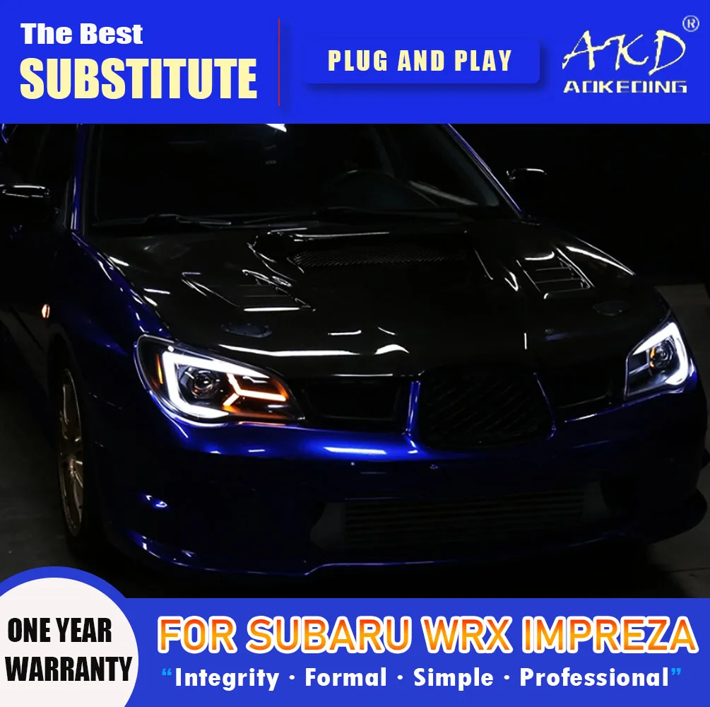 

AKD Head Lamp for Subaru WRX LED Headlight 2005-2008 Headlights Impreza DRL Turn Signal High Beam Angel Eye Projector Lens