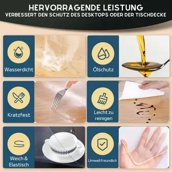 1.5毫米厚透明桌布保護墊,透明桌布保護套,塑膠桌布,透明桌墊,桌布保護墊 8 最佳銷售 封面桌 - №3