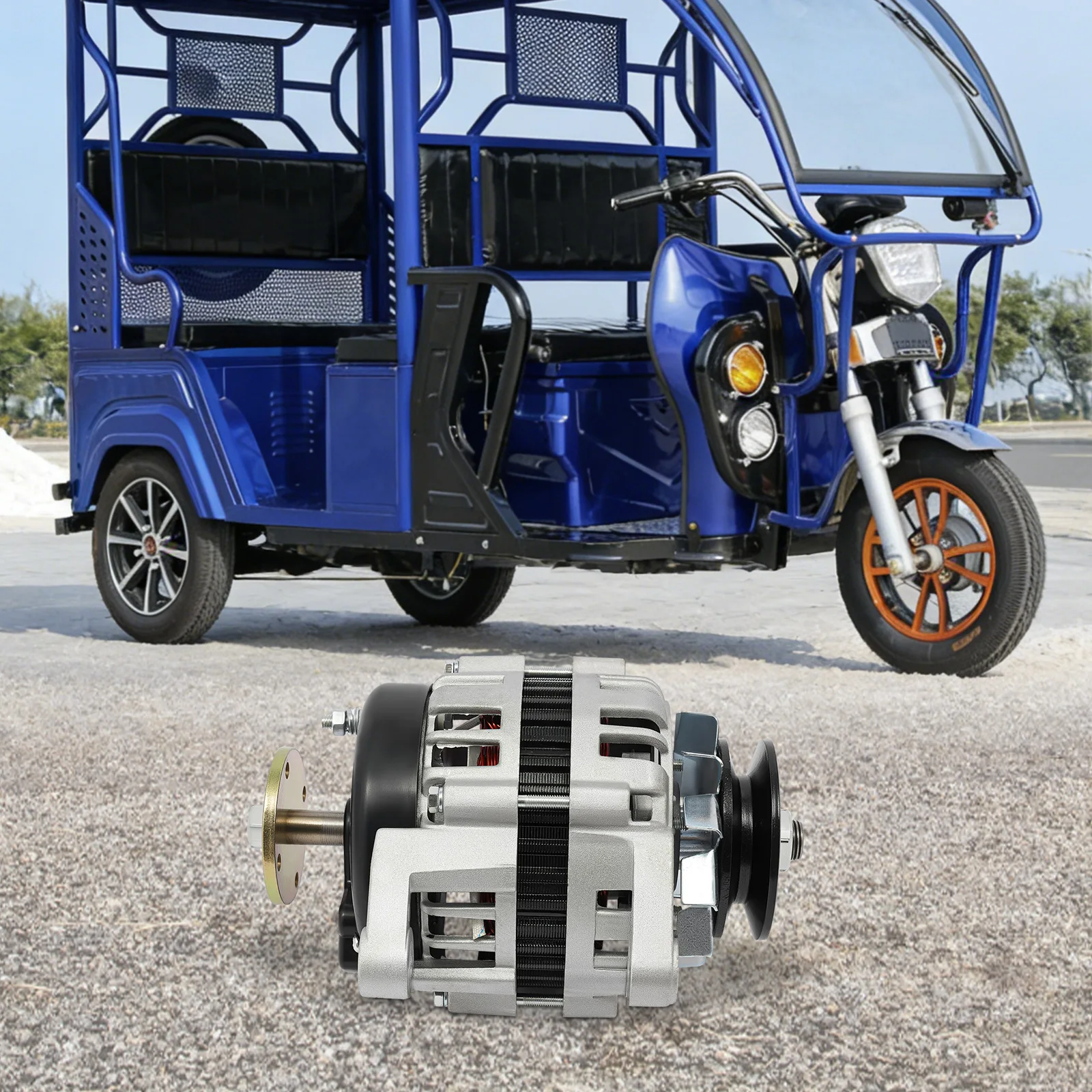 

Двухколесный генератор постоянного тока на постоянных магнитах 2000 Вт для зарядки и освещения сельскохозяйственной техники, серебристый