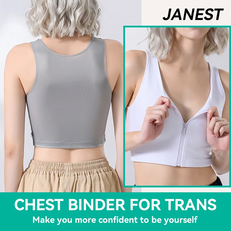 Bandage Chest Binder Front Zipper Short Breathable Breast Binder Tomboy Corset Cosplay Flat Visual Chest Binder For Lesbian