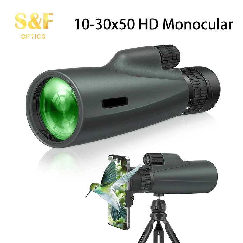 

S&F 10-30x50 HD Telescope Double Adjustment Infinite Zoom Monocular for Camping Hunting