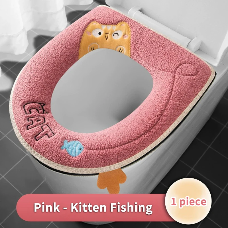 

Универсальный водонепроницаемый чехол на сиденье унитаза с милым узором, коврик для туалета, мягкая теплая подушка на сиденье унитаза, аксессуары для крышки унитаза в ванной комнате