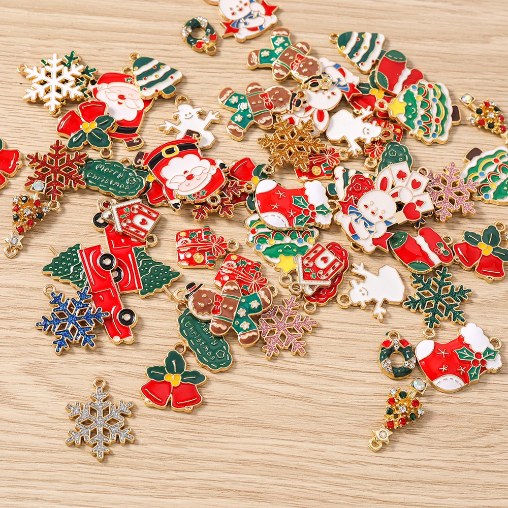 Tusember 10 Stück Emaille-Weihnachts-Lebkuchenhaus-Charms für Weihnachten, Halsketten, Ohrringe, Armbänder, Anhänger, Basteln – Detail 3