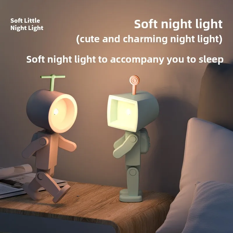 

Магнитный ночник астронавта - светодиодный мини-робот-книга с батареей, настольный строительный блок, декоративная лампа для атмосферы