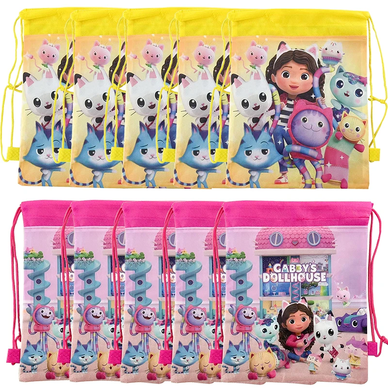 Gabby Dollhouse Non-woven fabric Backpack Candy Loot Bag Handle Gift Bags Kid Favor Girls Cat Birthday Party Decoration Supplies