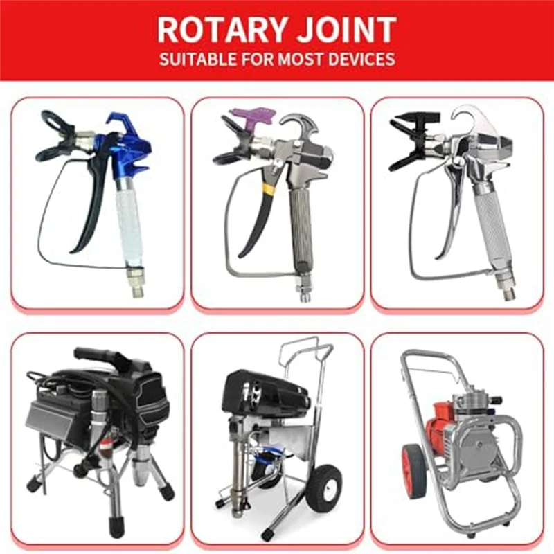 

Airless Paint Spray Gunswivel Joint Compatible With 235486 7/8 Inch 300° Rotation Silver Metal 2 Piece