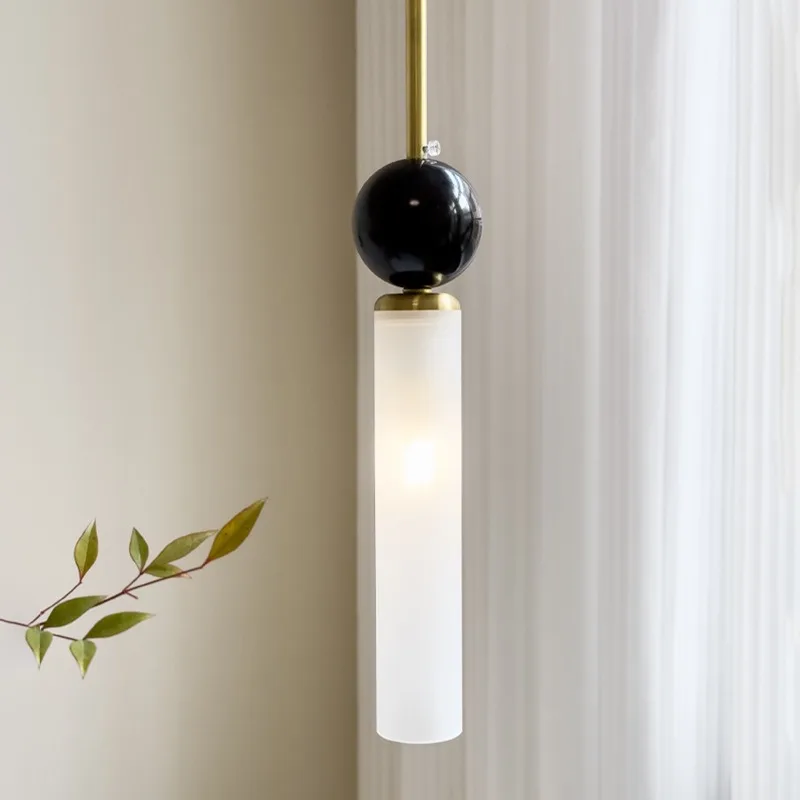 Italian Minimalist All Copper Pendant Light Bedroom Bedside Living Room Background Wall Hotel Entrance Nordic Small Hanging Lamp
