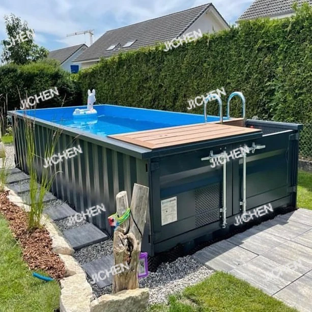 

JC Контейнерный бассейн на заказ 20 футов 40 футов Открытый дом из стекловолокна Транспорт на земле Большой контейнер Дизайн бассейна