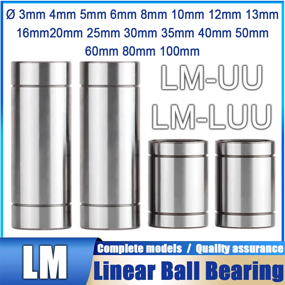 LM3UU LM4UU LM6UU LM8UU LM10UU LM8LUU LM6LUU LM12UU LM50UU LM80UU LM100UU Long Type Linear Ball Bearing Parts for CNC 3D Printer