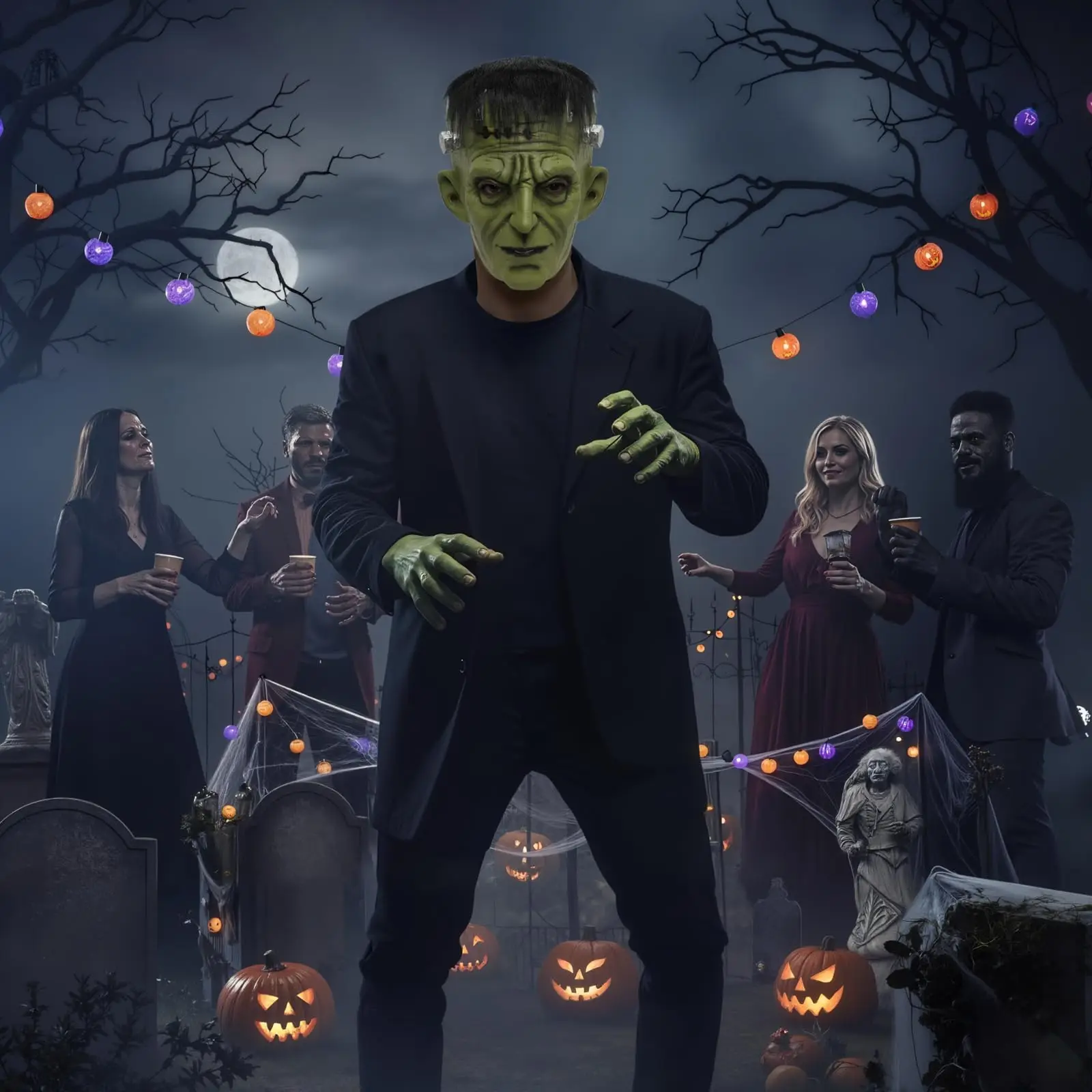 Maska Frankenstein dla dorosłych, maska potwora, horror, lateksowa maska na całą głowę, kostium męski damski, rekwizyt na Halloween, cosplay, imprezę.