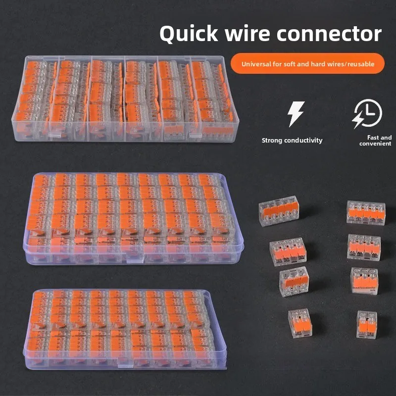 PCT Transparent Wire Connector, 75/80/90pcs Boxed Quick Terminal Block, Splicing Connector